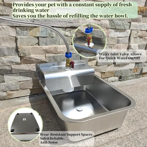 Miniatura 5 de Dispensador automático de agua para perros de 9 litros de acero inoxidable para exteriores, para cachorros, gatitos, corderos, pollos, ganado