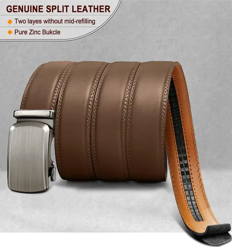 Miniatura 3 de BULLIANT Cinturón para Hombre, Cinturón de Trinquete Deslizante Ajustable para Hombre para Traje Casual Jeans, Viene en Caja de Regalo, Recortar