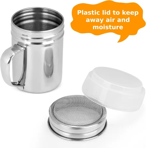 Miniatura 2 de Accmor 1 paquete espolvoreador de azúcar en polvo con mango, espolvoreador de canela tamizador de harina, colador de malla fina de acero inoxidable