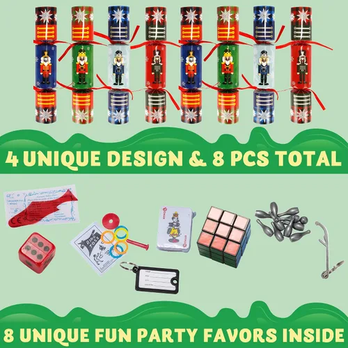 Miniatura 3 de JOYIN Paquete de 8 recuerdos de fiesta de Navidad con diseño de cascanueces sin broches para fiestas con suministros de fiesta para niños y adultos