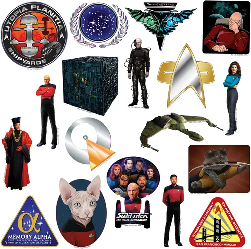 Miniatura 4 de Star Trek The Next Generation - Paquete variado de calcomanías de vinilo grandes de lujo de 100 unidades, personajes icónicos troquelados de TNG