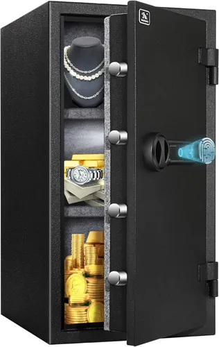 Miniatura 9 de TIGERKING Caja fuerte ignífuga, 1.24 pies cúbicos, pequeña caja fuerte de acero para el hogar con cerradura digital para el hogar y la oficina