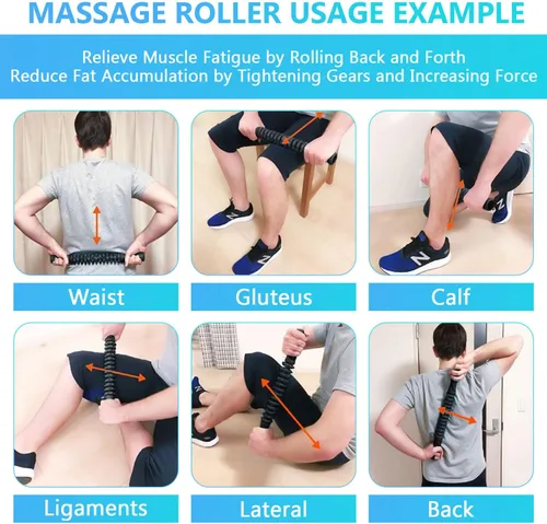 Miniatura 5 de Barra de rodillo muscular, barra de rodillo de masaje de yoga, herramienta de belleza para atletas, alivio del dolor de piernas (negro)