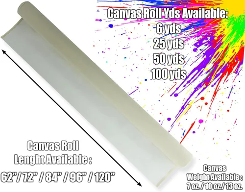 Miniatura 4 de Rollos de lona para pintar tela de lona grande en blanco por yarda. Rollo de lienzo imprimado de 72 x 6 yardas (18 pies) de 7 onzas, pato