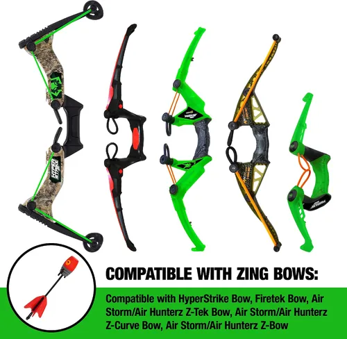 Miniatura 4 de Zing Zonic - Paquete de recambio de flechas silbantes, 10 flechas rojas, compatible con HyperStrike Firetek Z-Tek Z-Curve Z-Bow para niños Rojo