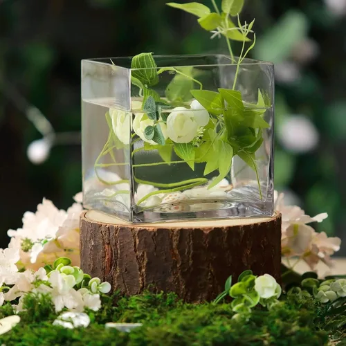 Miniatura 14 de Efavormart - Paquete de 6 jarrones cilíndricos cuadrados de vidrio resistente de 18 pulgadas, jarrón de cristal transparente