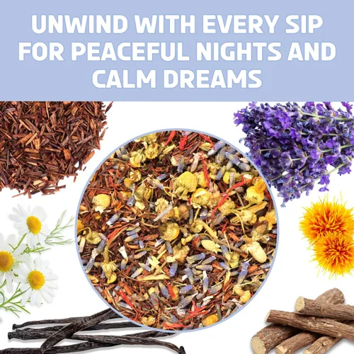 Miniatura 7 de BREWIX, Bedtime Blossom - Té suelto de hierbas (más de 50 tazas) sin cafeína y totalmente natural Mezcla relajante floral nocturna Rooibos