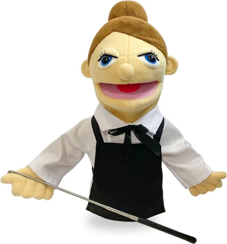 Miniatura 12 de Marionetas de 40,6 cm de títere entriloquista, marionetas de mano para niños, marionetas de chef de peluche para adultos con boca extraíble
