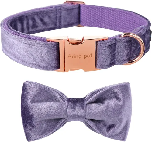 Miniatura 48 de ARING PET Collar de perro con corbatín, collares de terciopelo para perros con corbatín extraíble, collar de lazo ajustable para perros hembras