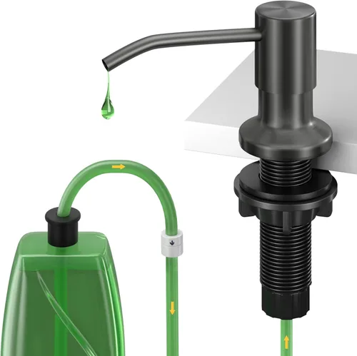 Miniatura 11 de Dispensador de jabón para fregadero de cocina, dispensador de jabón integrado con botella de 17 onzas, recambio del dispensador de jabón para Negro