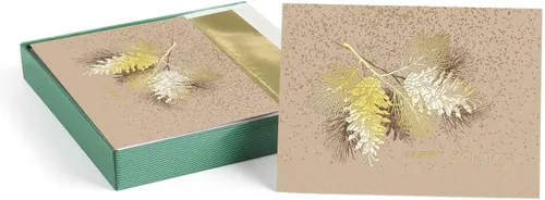 Miniatura 17 de Masterpiece - Tarjetas navideñas plateadas y rojas, juego de 15 tarjetas de Navidad en caja con detalles de aluminio y sobres a juego, tarjetas