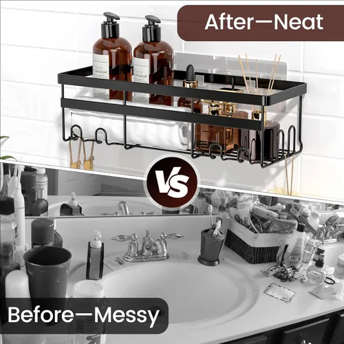 Miniatura 6 de WOWBOX Paquete de 2 organizadores de ducha – Estante de ducha colgante adhesivo – Organizadores y almacenamiento de baño y cocina, estantes de ducha