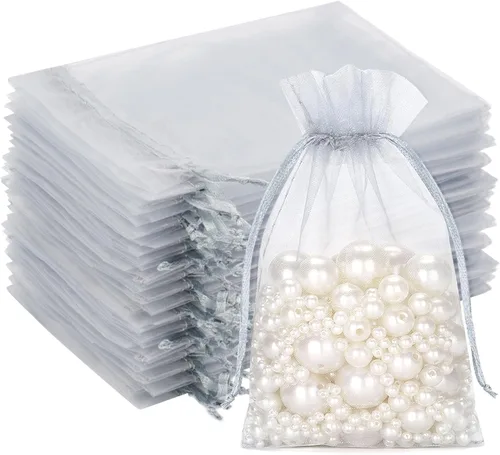 Miniatura 14 de G2PLUS Bolsas de organza con cordón de 4 x 6 pulgadas, 100 bolsas de organza azul aguamarina, bolsas de malla transparente para joyas, bolsa