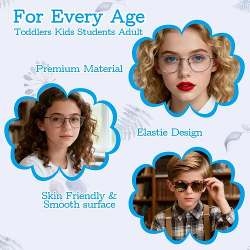 Miniatura 6 de Grevosea 6 correas para lentes para niños, ajustables, sin cola, antideslizantes, retenedores, alrededor del cuello, para niños y niñas de 6.5 a 10