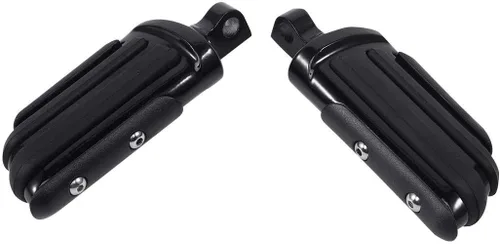 Miniatura 25 de TCMT Juego de reposapiés de motocicleta StreamLiner con incrustaciones de goma negra para modelos Harley Touring y Softail de 1986 en adelante