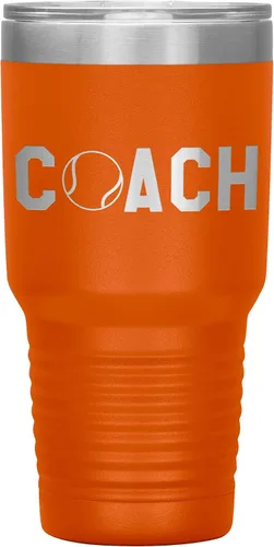 Miniatura 10 de Vaso de entrenador de tenis – Regalo de entrenador de tenis de 30 onzas con aislamiento de acero inoxidable grabado, color negro