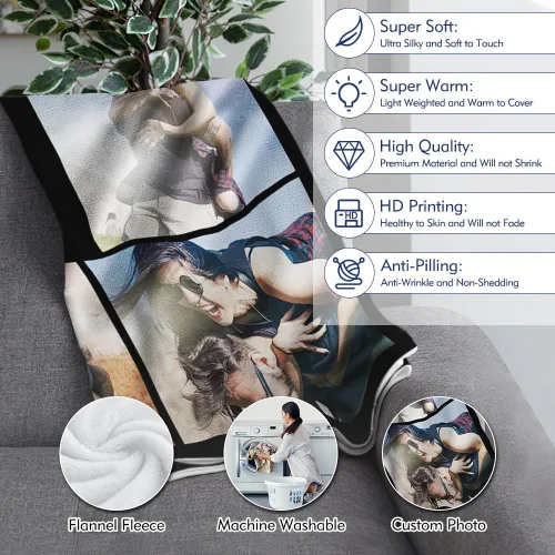 Miniatura 4 de TinyName Impreso en Estados Unidos, regalos personalizados con texto en inglés "I Love You" para novio, manta personalizada con fotos, manta
