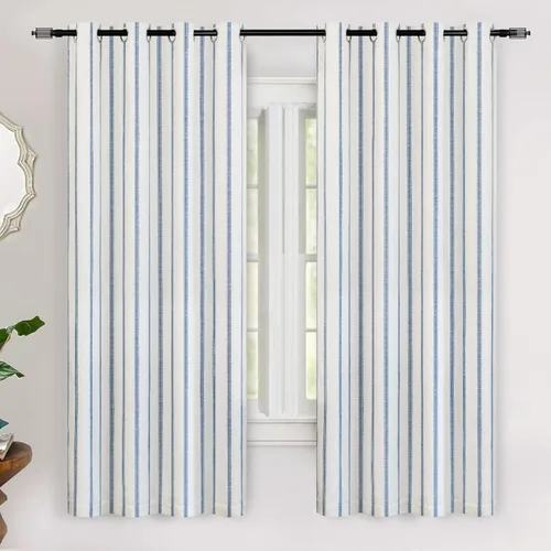 Miniatura 13 de DriftAway - Cortinas de Lino Mezcla de Granja 100% Opacas de 84 Pulgadas de Largo para Dormitorio, Cortinas Verticales Rayadas Impresas de Lino