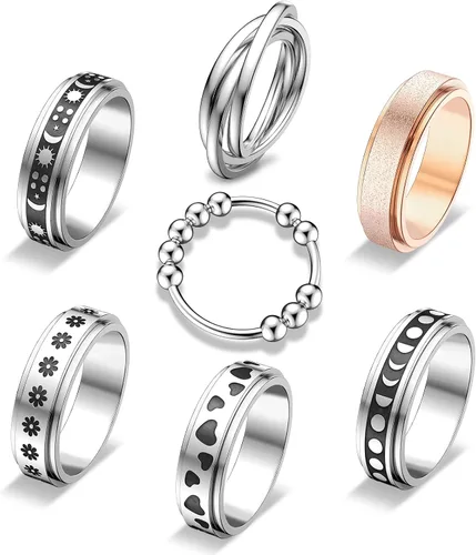 Anillo para la ansiedad para mujer anillos para la ansiedad para mujer anillo giratorio para la ansiedad y el estrés anillos para aliviar la