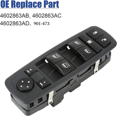 Miniatura 5 de MOJTBE Interruptor de ventana eléctrica principal del lado del conductor delantero izquierdo de repuesto para Dodge Ram 1500 2500 3500 Pickup Crew