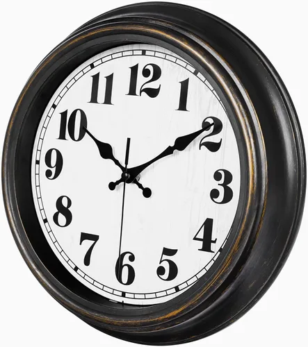 Miniatura 2 de 45MinST Reloj de Pared Retro de 12 Pulgadas, Movimiento Silencioso Sin Tic Tac Operado por Batería, Decoración para Hogar/Decoración de Pared, Fácil