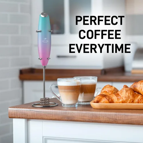 Miniatura 515 de Zulay Milk Boss Espumador de leche potente manual, hace espuma para latte, batidor para mezclar bebidas, café, miniespumador para capuchino, frappé