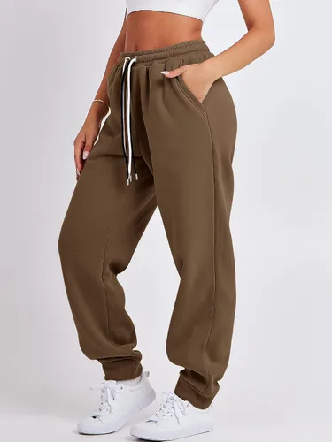 Miniatura 4 de ANRABESS Pantalones deportivos holgados de forro polar de cintura alta para mujer, pantalones deportivos Y2K para adolescentes y niñas