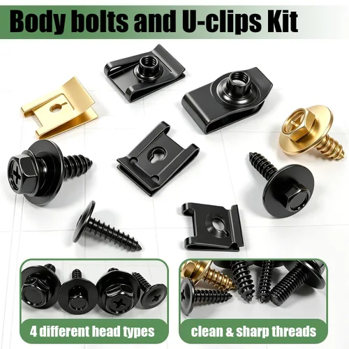 Miniatura 3 de 60Pcs U-Nut Clips and Body Bolts Screws Assortment Kit, 10 Sizes Auto Car U Clips Fender Liner Screw for Most Cars Bumper Engine Splash Shield