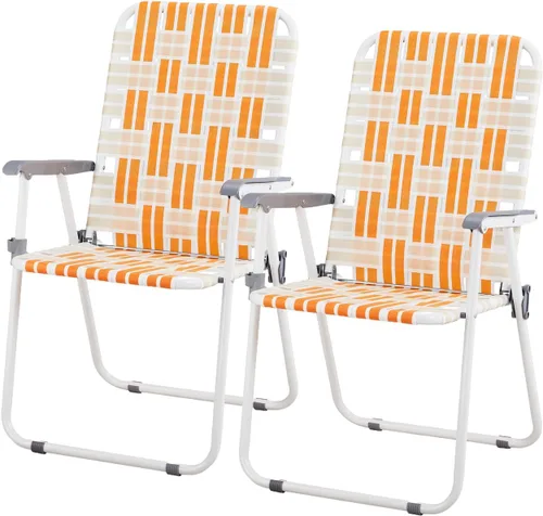 Miniatura 8 de Juego de 2 sillas plegables de césped para patio, silla de playa al aire libre, silla de camping portátil, silla plegable con malla para patio