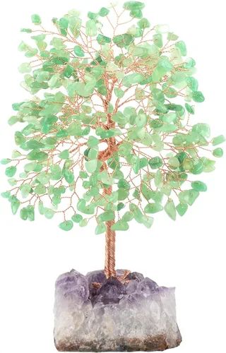 Miniatura 9 de Piedra preciosa natural (406 piedras), árbol de la vida de cristal de amatista, equilibrio de chakras, energía positiva Fengshui, decoración bonsái