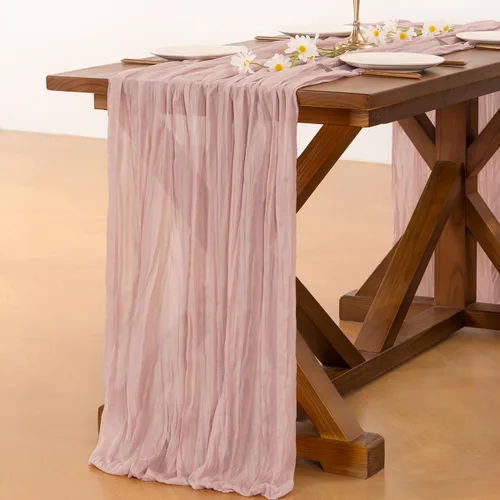 Miniatura 4 de Socomi - 10 caminos de mesa de gasa, estilo bohemio y rústico, para primavera, Pascua, bodas, fiestas, baby showers, cumpleaños y decoración, 120