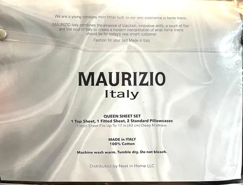 Miniatura 4 de Maurizio Italy - Juego de sábanas de 4 piezas, 100% algodón, color blanco brillante, con ondas bordadas elevadas cerca del dobladillo