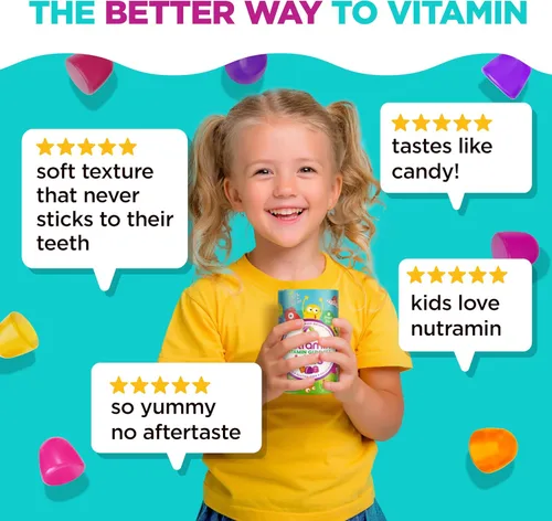 Miniatura 6 de Nutracelle NUTRAMIN - Multivitaminas de gomitas 100% veganas sin azúcar, sin alérgenos para niños, gomitas naturales de gran sabor que a tus hijos