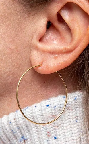 Miniatura 2 de Aretes de aro infinito de oro de 14k, tubo de 1,25 mm de grosor