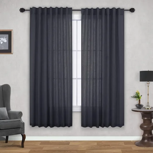 Miniatura 32 de Cortinas de lino azul claro de 90 pulgadas de largo para sala de estar, dormitorio de niñas, guardería, decoración acogedora de verano, bolsillo