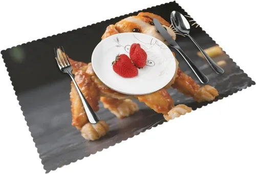 Miniatura 17 de Juego de 4 manteles individuales rectangulares, resistentes al calor, 4 manteles individuales impresos para cocina y comedor Caramelo 4