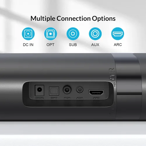 Miniatura 7 de Barra de Sonido 2.1 con Subwoofer, Barra de Sonido de 110W para Smart TV con Bajo Profundo Ajustable y Aumento de Volumen y 3 Modos de EQ