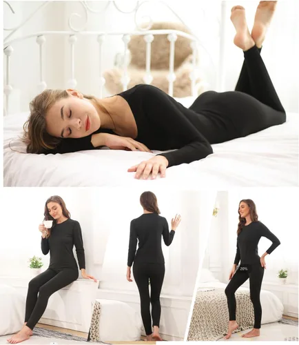 Miniatura 6 de Conjunto de ropa interior térmica para mujer con forro polar ligero y ultrasuave, conjunto de John largo, capa base de esquí