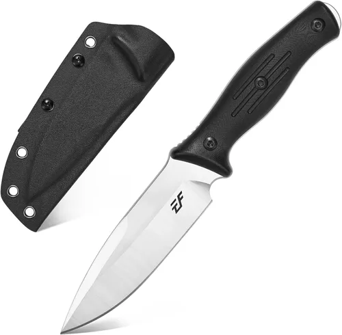 Eafengrow EF140 Cuchillo de hoja fija, hoja de acero AUS-10, mango G10 de espiga completa, herramienta EDC cuchillo recto para trabajar campamento