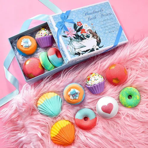 Miniatura 5 de STNTUS INNOVATIONS Bombas de baño, set de regalo de 7 bombas de baño naturales, bombas de baño de burbujas para mujeres y niños, manteca de karité