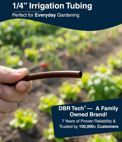 Miniatura 6 de DBR Tech® Tubo de riego por goteo de 1/4, 100 pies, manguera flexible de riego por goteo de plástico PVC para jardinería, nebulización, hidroponía