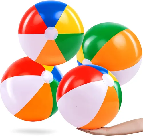 Miniatura 8 de JOYIN Paquete de 4 pelotas de playa de 20 pulgadas – Pelota de playa grande arcoíris inflable juguetes de piscina para decoración de suministros