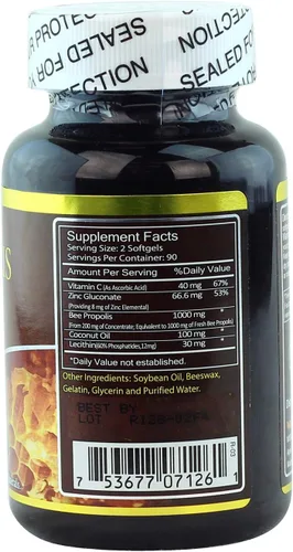 Miniatura 2 de Woohoo Natural Propóleos de abeja 5 en 1 500 mg - 180 cápsulas blandas