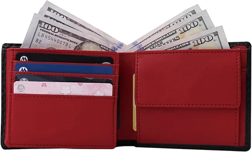 Miniatura 2 de Baggourie Cartera de cuero triple RFID Rojo - Moderno
