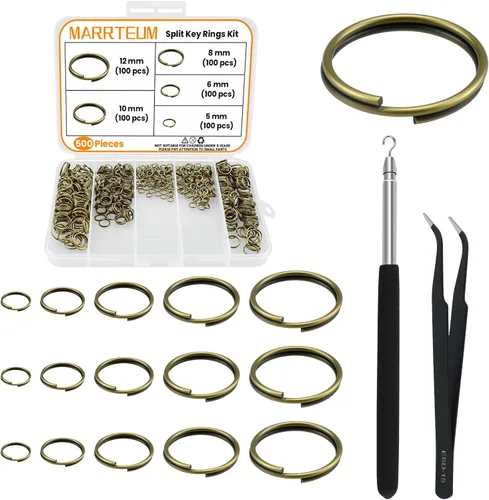 Miniatura 9 de Juego de 500 anillos de salto de doble apertura, mini llaveros redondos de acero inoxidable con conectores de doble bucle para hacer joyas, 500