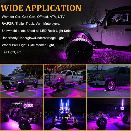 Miniatura 4 de PSEQT 10 unidades de luces LED de tira de roca para auto, luces de rueda de bajo brillo, kits de iluminación para guardabarros, impermeables