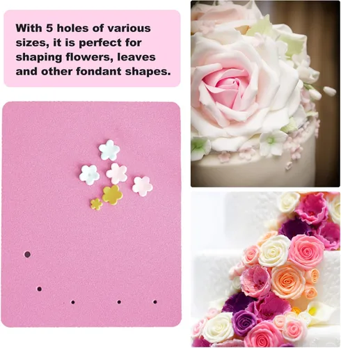 Miniatura 2 de Almohadilla de espuma de fondant, alfombrilla rectangular de esponja de fondant con 5 agujeros para decoración de tartas, hecha personalmente