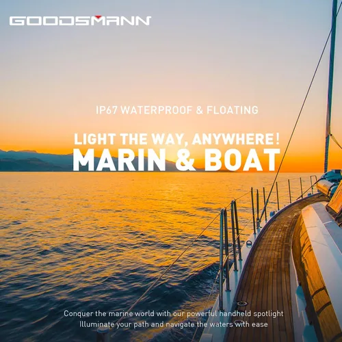 Miniatura 4 de GOODSMANN Foco recargable IP67 impermeable focos marinos hasta 4500 lúmenes luz de mano LED reflector con estuche de transporte de almacenamiento