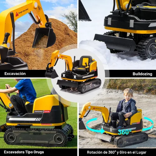 Miniatura 2 de JOYLDIAS Retroceder y avanzar en 360 grados, excavadora y bulldozer para montar, juguete con batería de 12V12AH, retroexcavadora con diseño