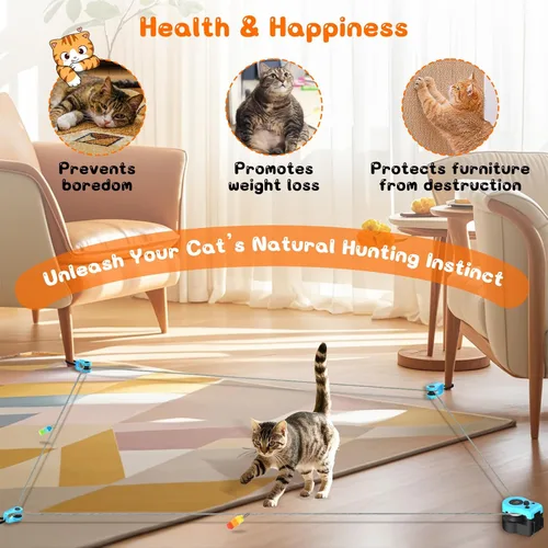 Miniatura 5 de Juguete interactivo para gatos para interiores – Cinta de correr automática para gatos con control remoto, 3 velocidades, motor silencioso y diseño